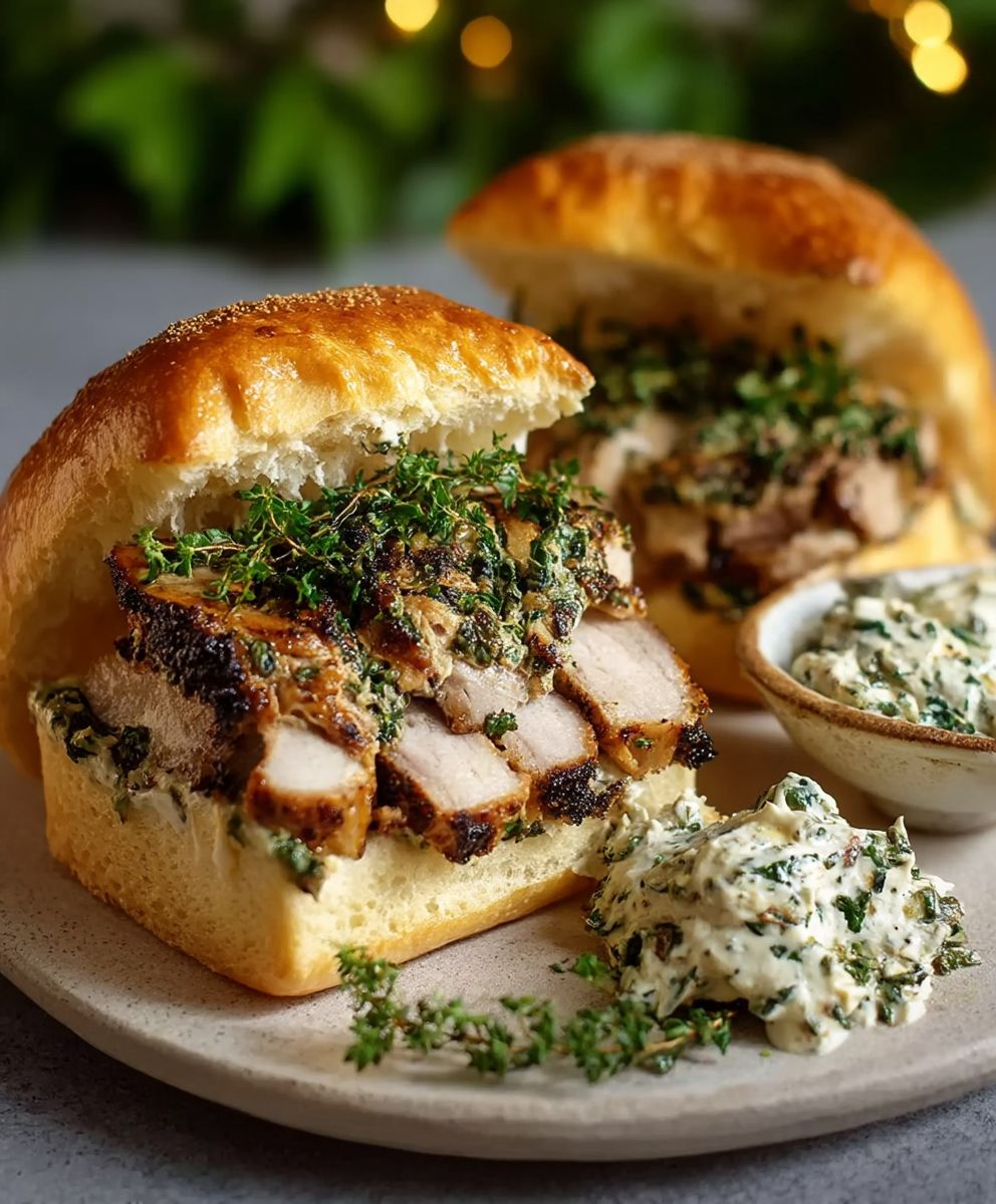 Porchetta Sandwiches Garlic Herb Mayo