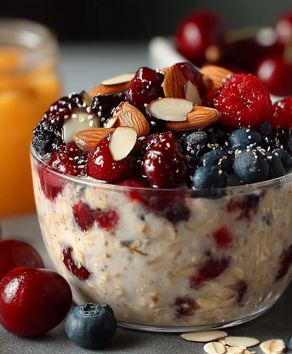 Berry Cherry Almond Overnight Oats