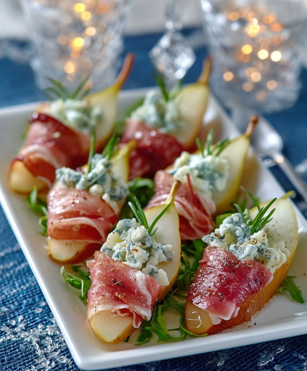 Prosciutto pear blue cheese appetizers