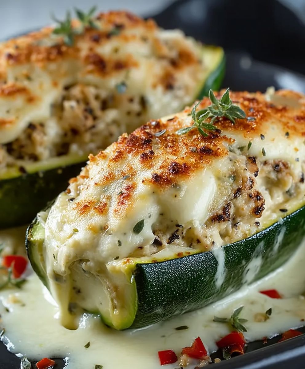 White Lasagna Zucchini Boats