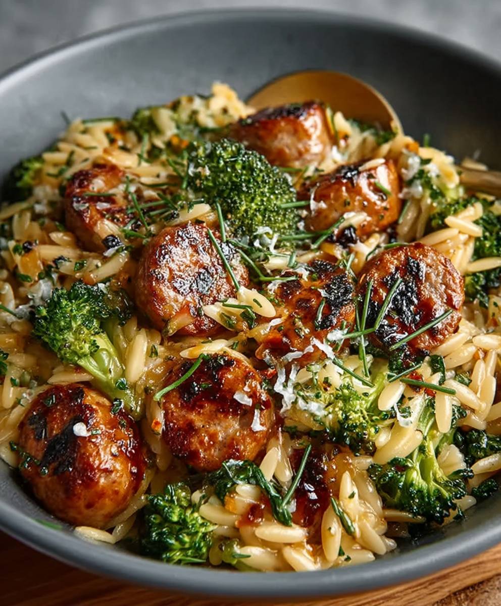 Chicken Sausage Orzo Skillet