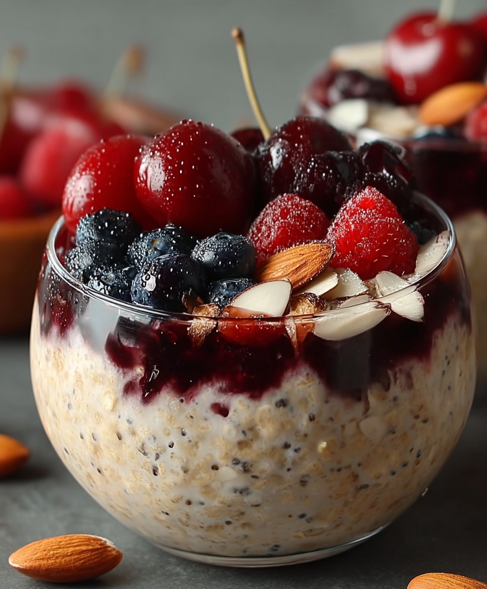 Berry Cherry Almond Overnight Oats