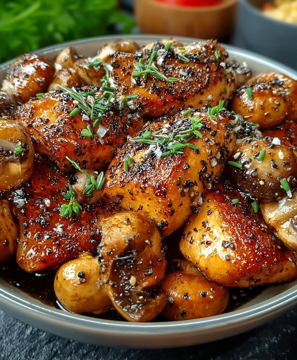 Black Pepper Chicken Mushrooms
