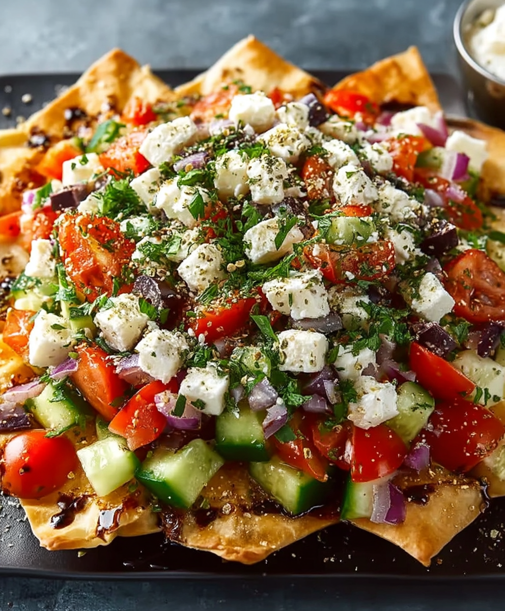 Vegetarian Greek Pita Nachos