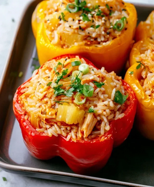 Teriyaki Pineapple Chicken and Rice Stuffed Peppers: A Sweet and Savory Meal