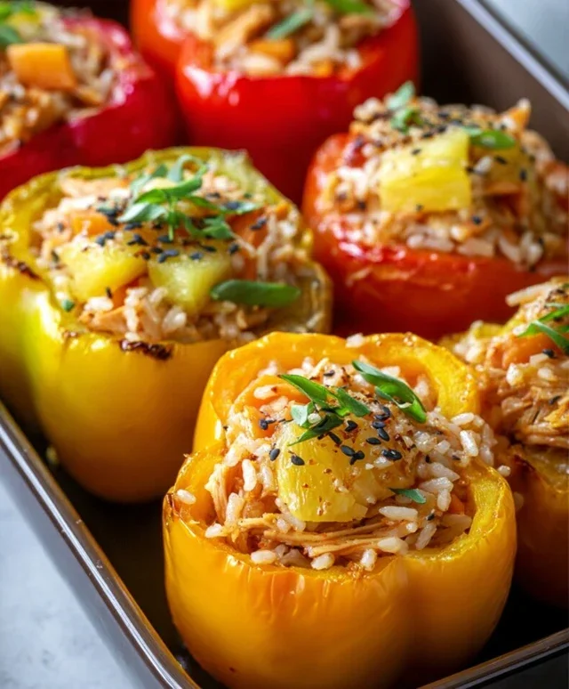 Teriyaki Pineapple Chicken and Rice Stuffed Peppers: A Sweet and Savory Meal