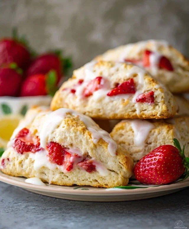 Strawberry Lemon Cream Scones
