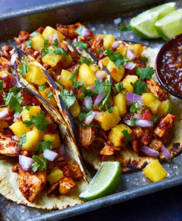 One Pan Chicken & Pineapple Tacos