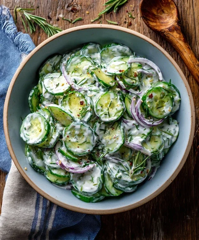 Creamy Cucumber Salad With Greek Yogurt Dressing